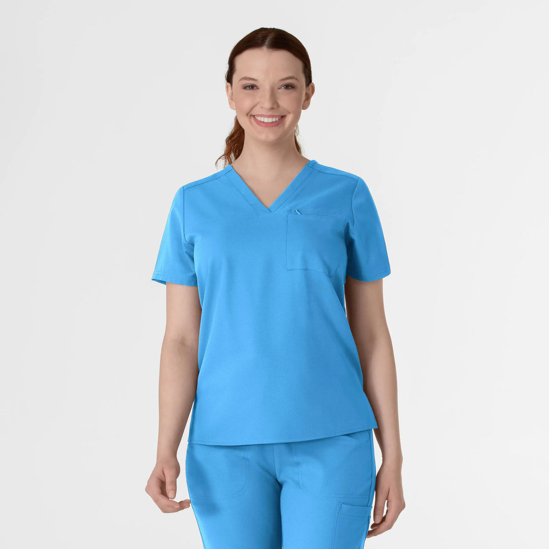Wink Scrubs Women's Thrive V-Neck Tuck-In Scrub Top Malibu Blue | scrub-supply.com