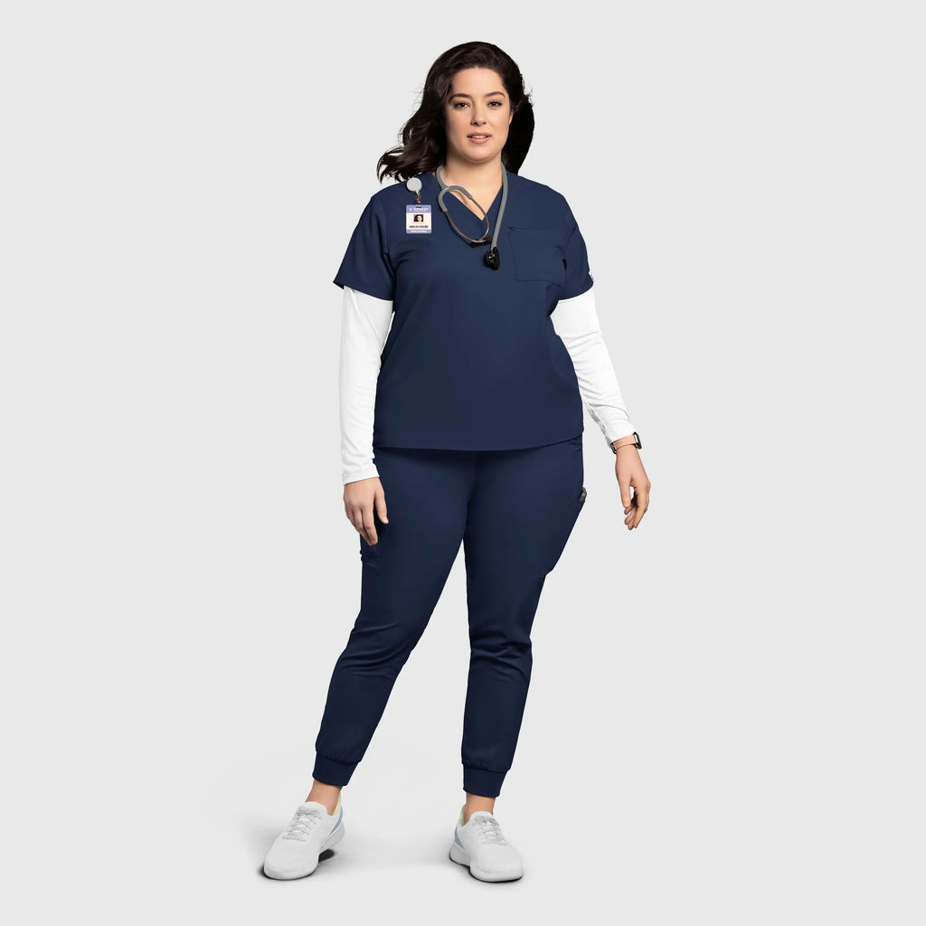 Wink Scrubs Women's Thrive V-Neck Tuck-In Scrub Top Navy | scrub-supply.com