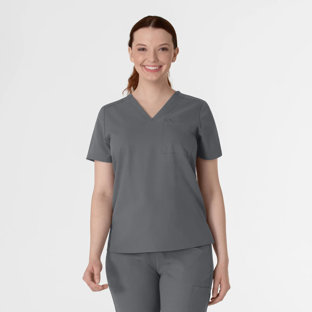 Wink Scrubs Women's Thrive V-Neck Tuck-In Scrub Top Pewter | scrub-supply.com