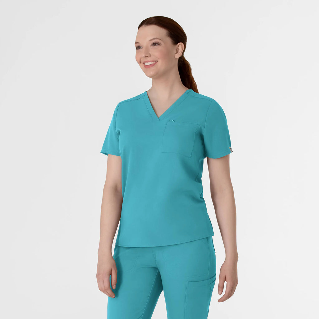 Wink Scrubs Women's Thrive V-Neck Tuck-In Scrub Top Teal | scrub-supply.com