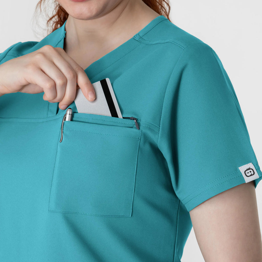 Wink Scrubs Women's Thrive V-Neck Tuck-In Scrub Top Teal | scrub-supply.com