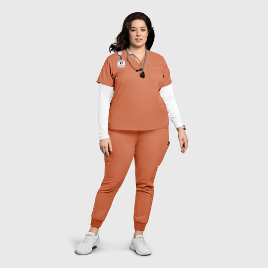 Wink Scrubs Women's Thrive V-Neck Tuck-In Scrub Top Terracotta | scrub-supply.com