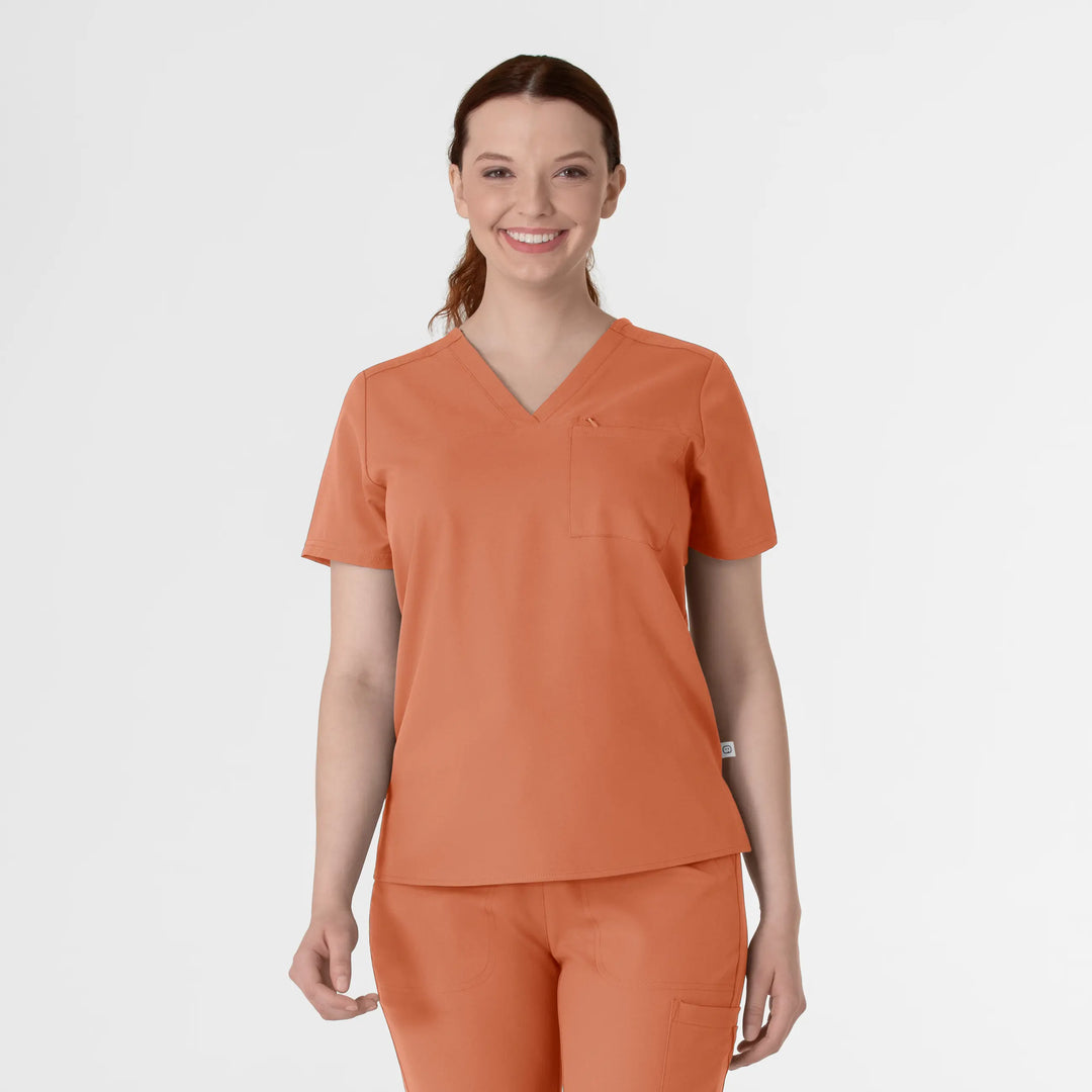 Wink Scrubs Women's Thrive V-Neck Tuck-In Scrub Top Terracotta | scrub-supply.com