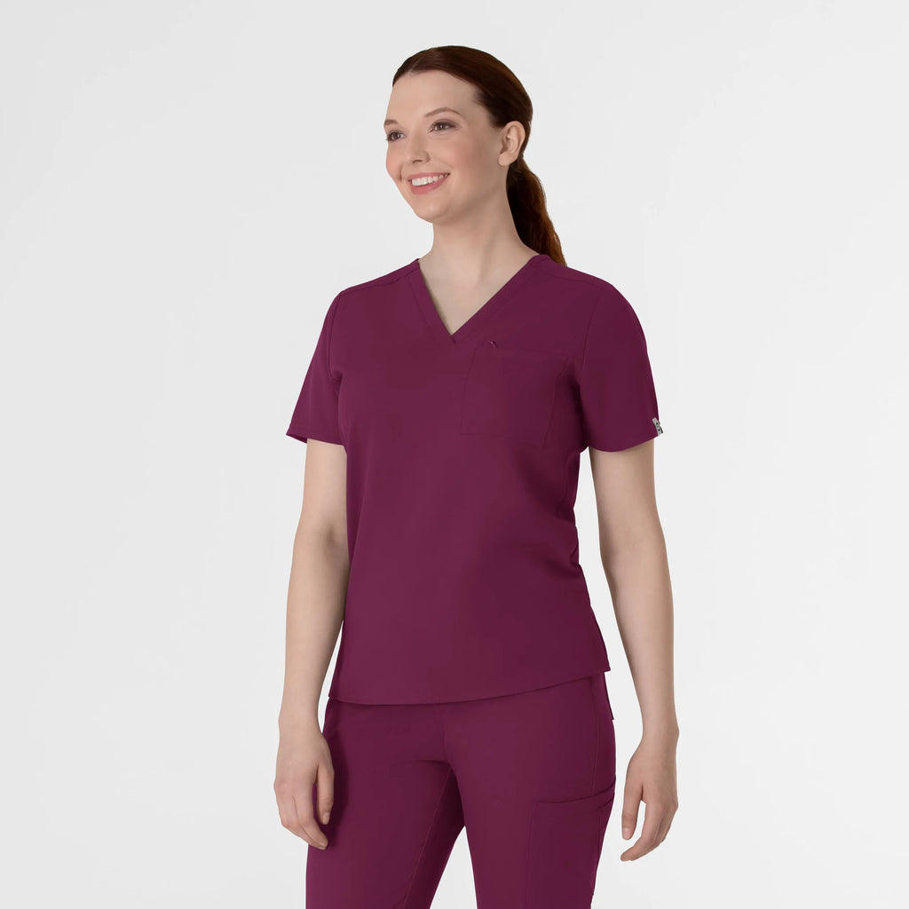 Wink Scrubs Women's Thrive V-Neck Tuck-In Scrub Top Wine | scrub-supply.com