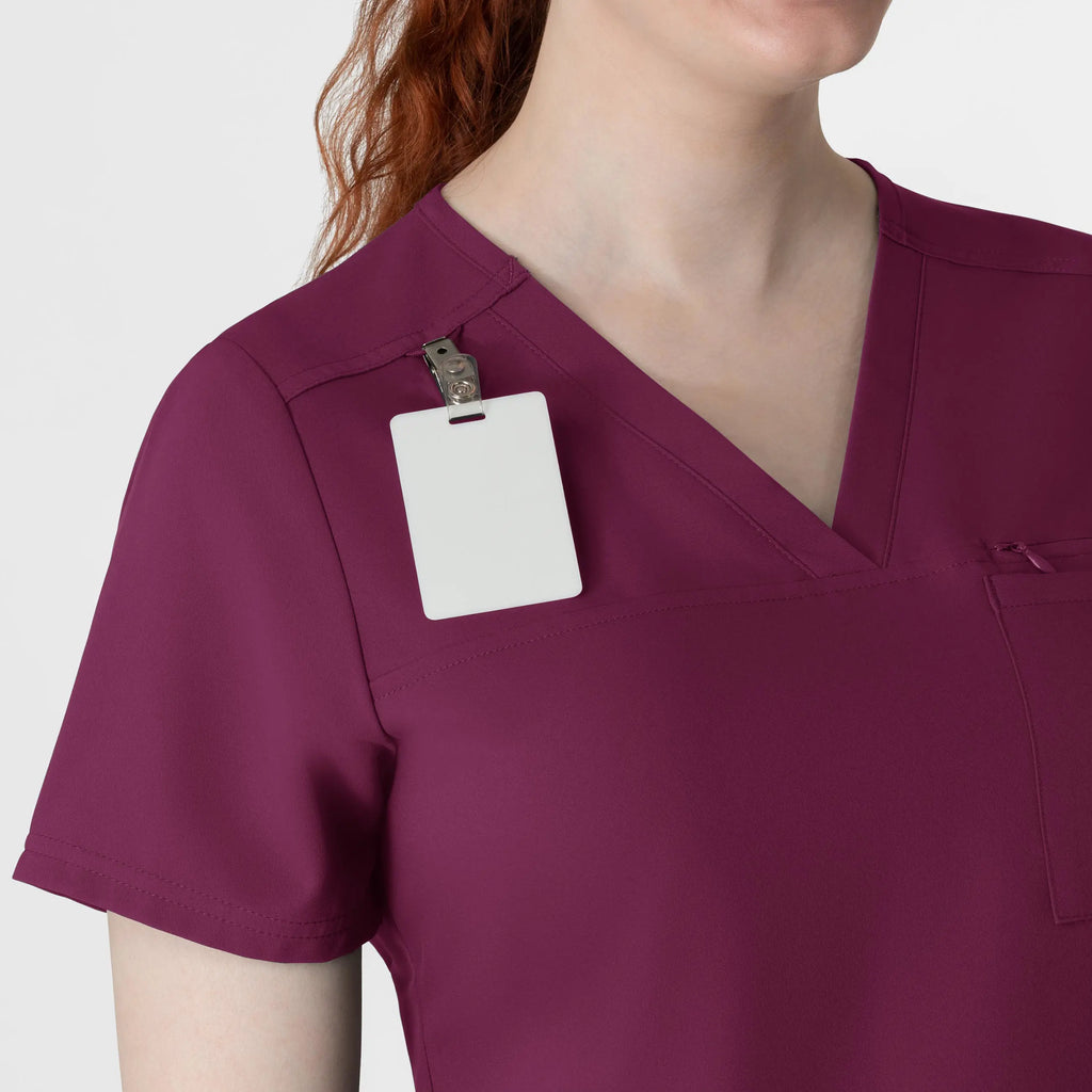 Wink Scrubs Women's Thrive V-Neck Tuck-In Scrub Top Wine | scrub-supply.com