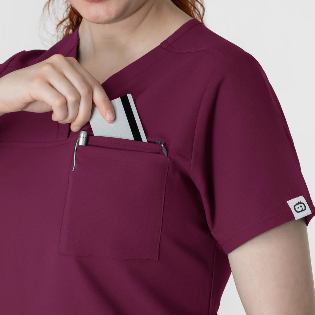 Wink Scrubs Women's Thrive V-Neck Tuck-In Scrub Top Wine | scrub-supply.com