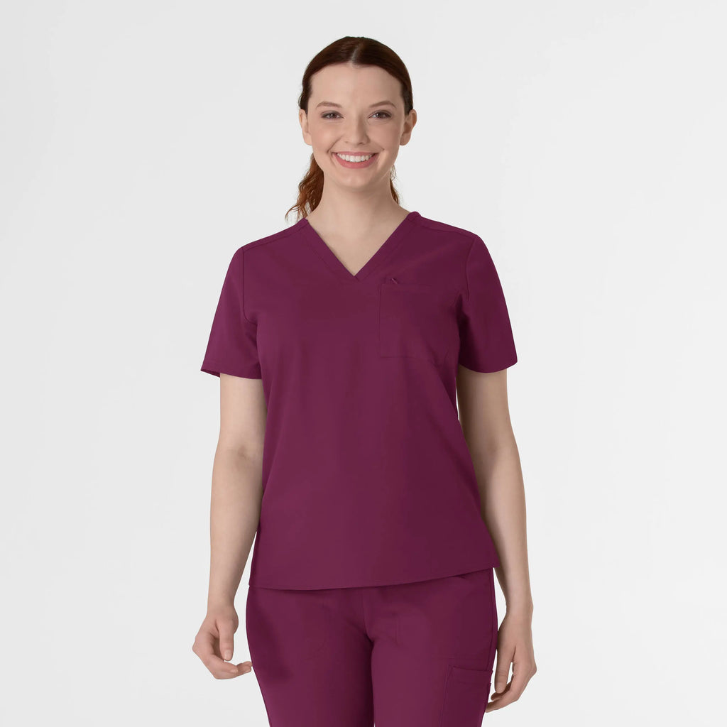 Wink Scrubs Women's Thrive V-Neck Tuck-In Scrub Top Wine | scrub-supply.com