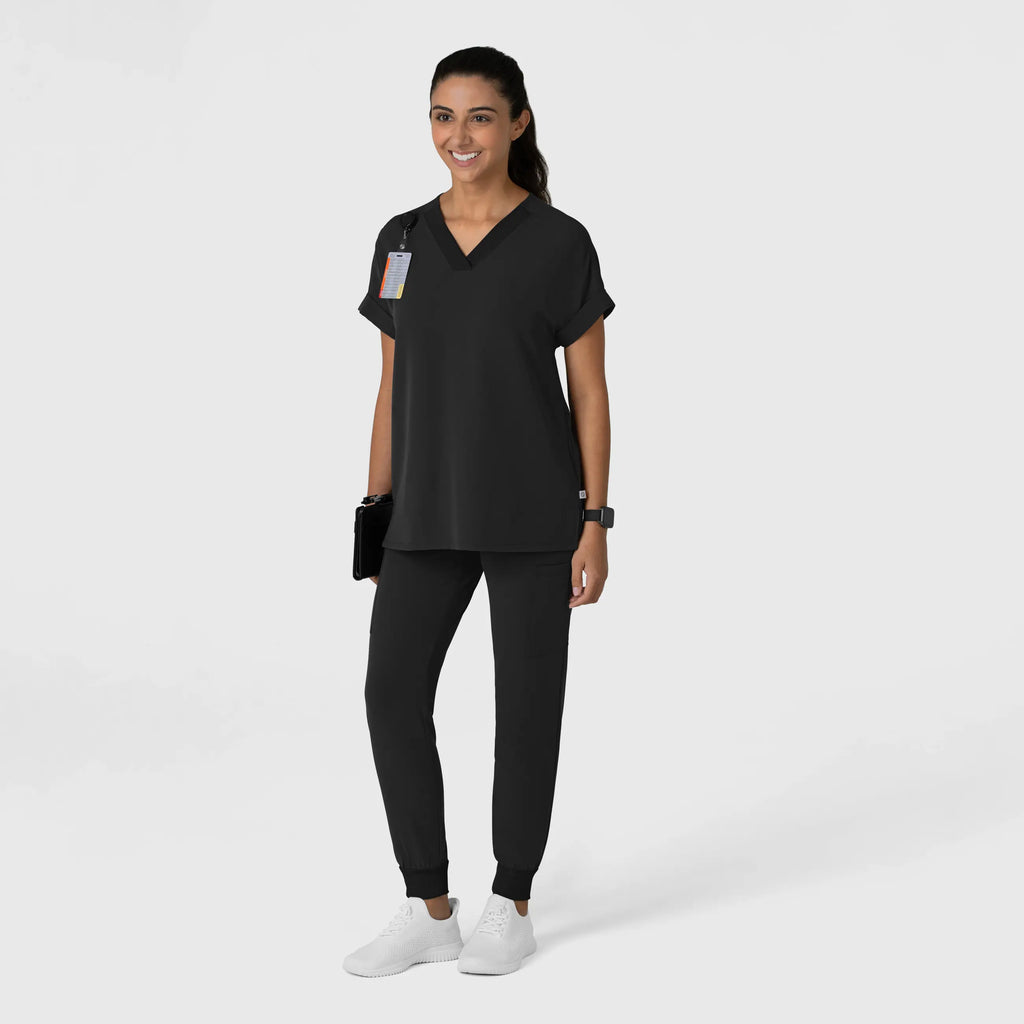 Wink Scrubs Women's Drop Shoulder Boxy Scrub Top Black | scrub-supply.com