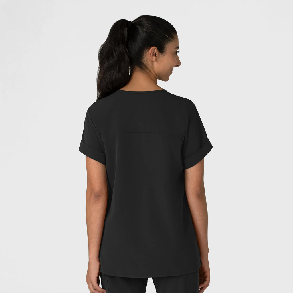 Wink Scrubs Women's Drop Shoulder Boxy Scrub Top Black | scrub-supply.com