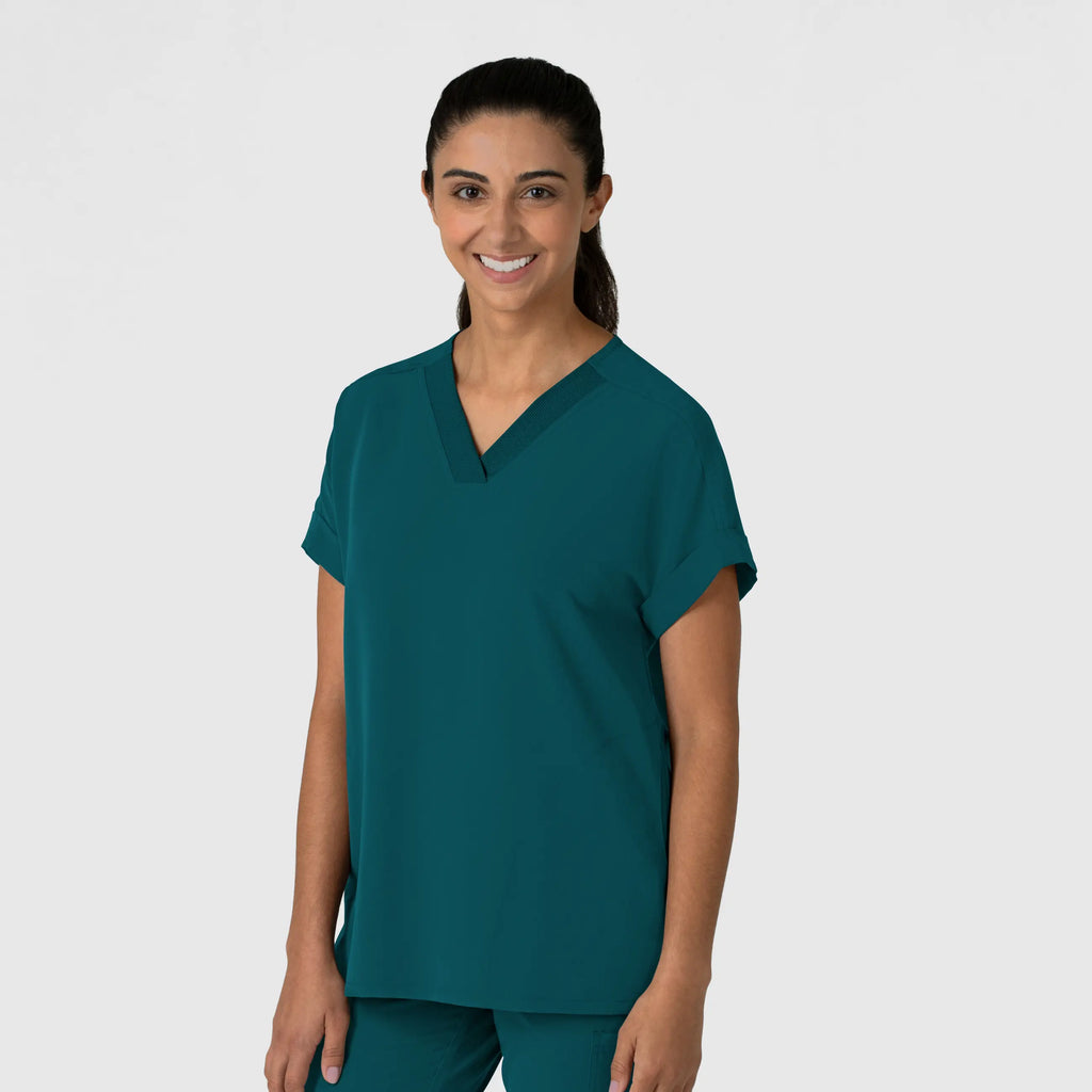 Wink Scrubs Women's Drop Shoulder Boxy Scrub Top Caribbean Blue | scrub-supply.com