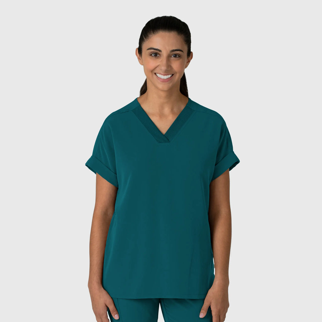 Wink Scrubs Women's Drop Shoulder Boxy Scrub Top Caribbean Blue | scrub-supply.com