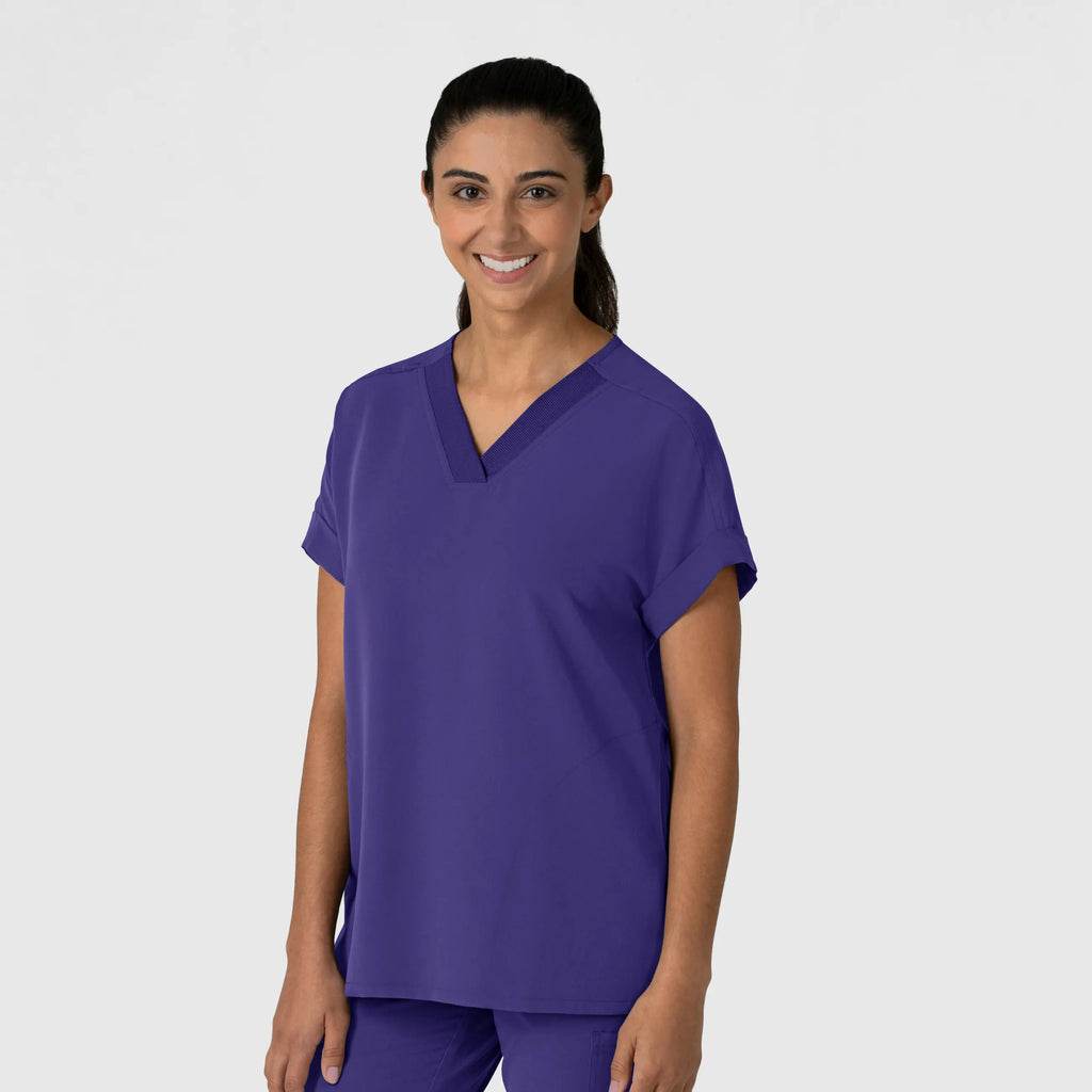 Wink Scrubs Women's Drop Shoulder Boxy Scrub Top Grape | scrub-supply.com