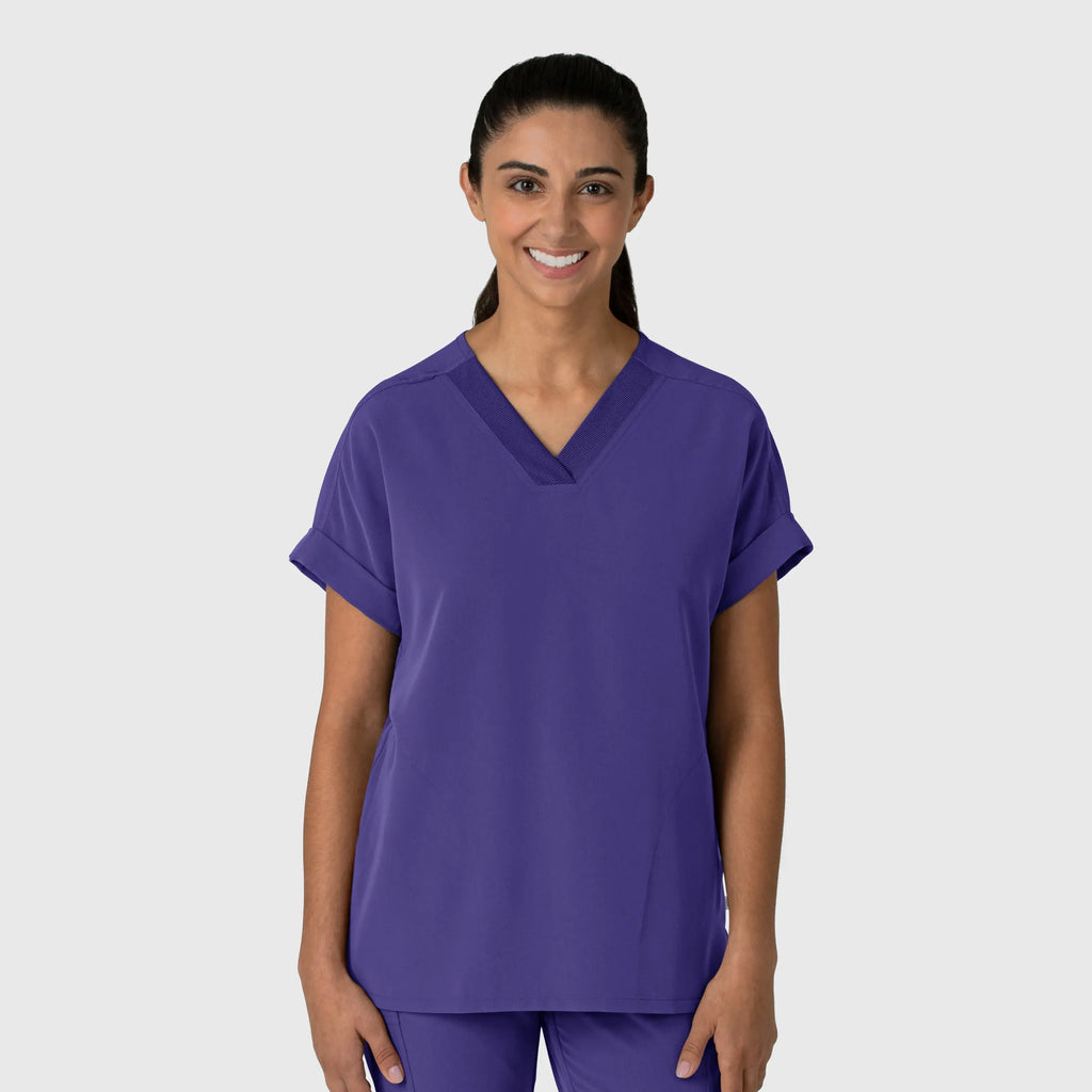 Wink Scrubs Women's Drop Shoulder Boxy Scrub Top Grape | scrub-supply.com