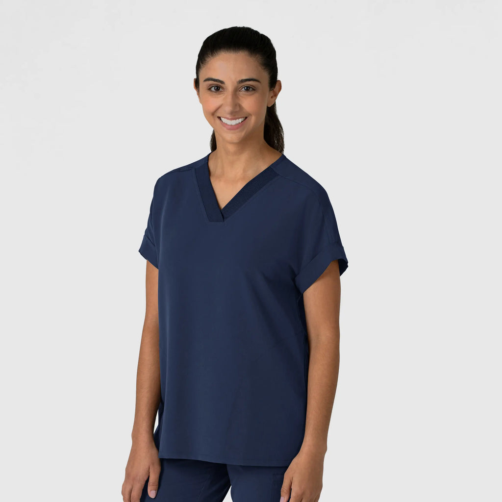 Wink Scrubs Women's Drop Shoulder Boxy Scrub Top Navy | scrub-supply.com