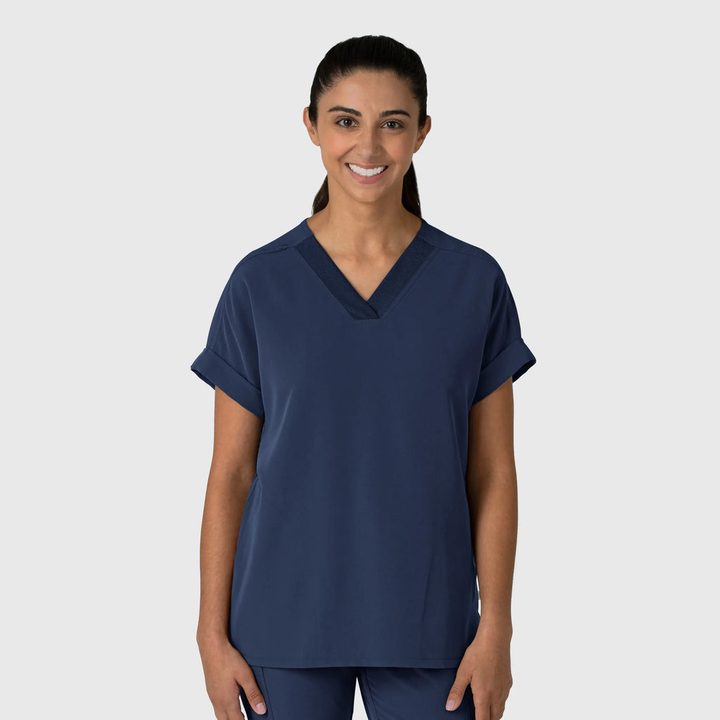 Wink Scrubs Women's Drop Shoulder Boxy Scrub Top Navy | scrub-supply.com