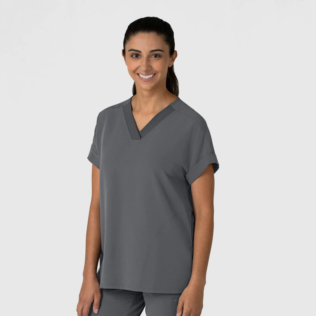 Wink Scrubs Women's Drop Shoulder Boxy Scrub Top Pewter | scrub-supply.com