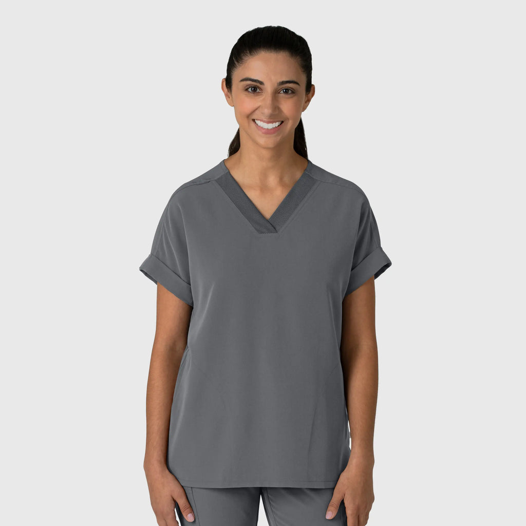 Wink Scrubs Women's Drop Shoulder Boxy Scrub Top Pewter | scrub-supply.com