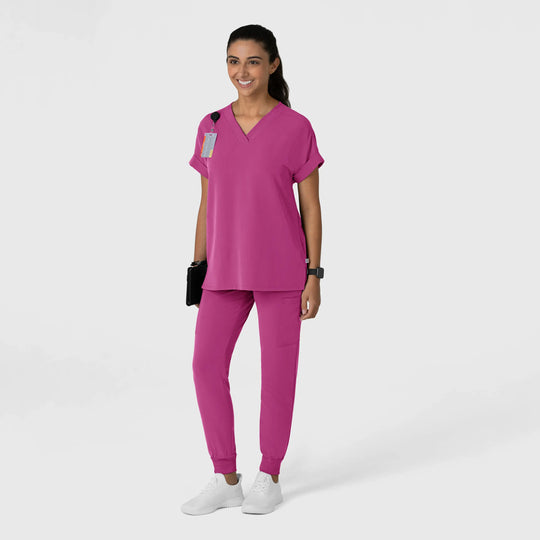 Wink Scrubs Women's Drop Shoulder Boxy Scrub Top Raspberry | scrub-supply.com