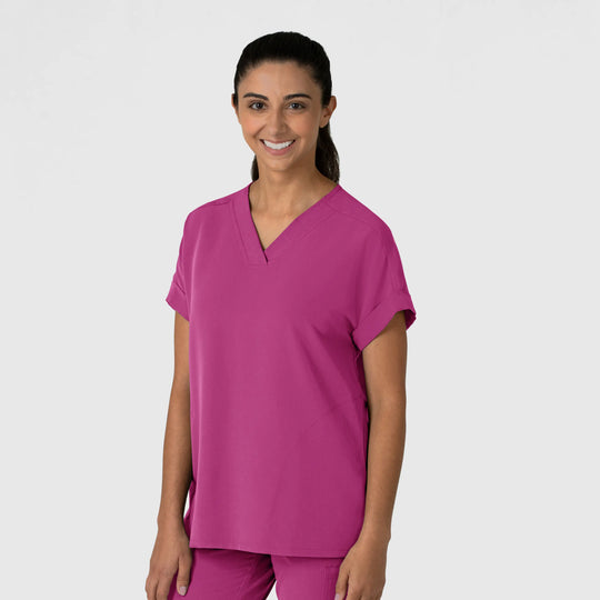 Wink Scrubs Women's Drop Shoulder Boxy Scrub Top Raspberry | scrub-supply.com