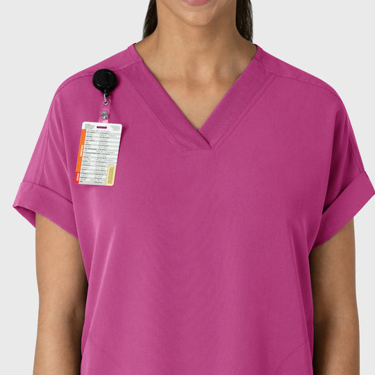 Wink Scrubs Women's Drop Shoulder Boxy Scrub Top Raspberry | scrub-supply.com