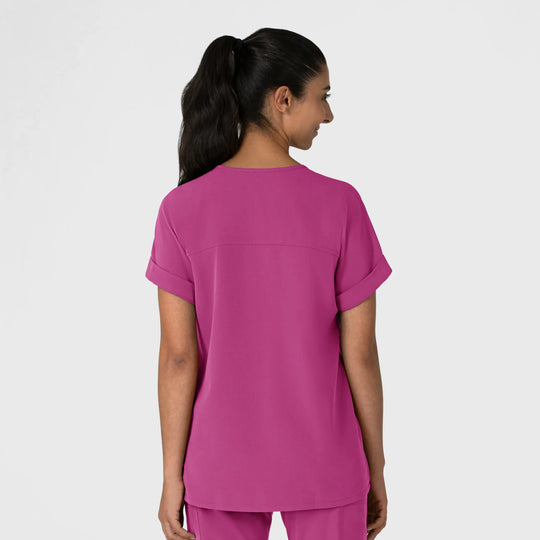 Wink Scrubs Women's Drop Shoulder Boxy Scrub Top Raspberry | scrub-supply.com