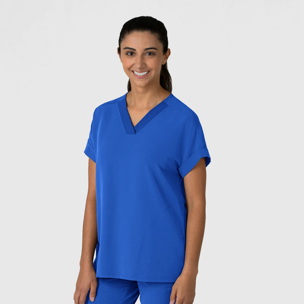 Wink Scrubs Women's Drop Shoulder Boxy Scrub Top Royal Blue | scrub-supply.com