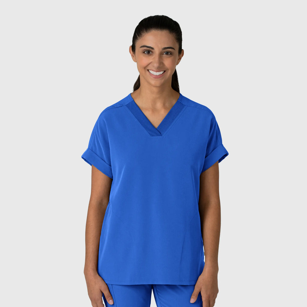 Wink Scrubs Women's Drop Shoulder Boxy Scrub Top Royal Blue | scrub-supply.com