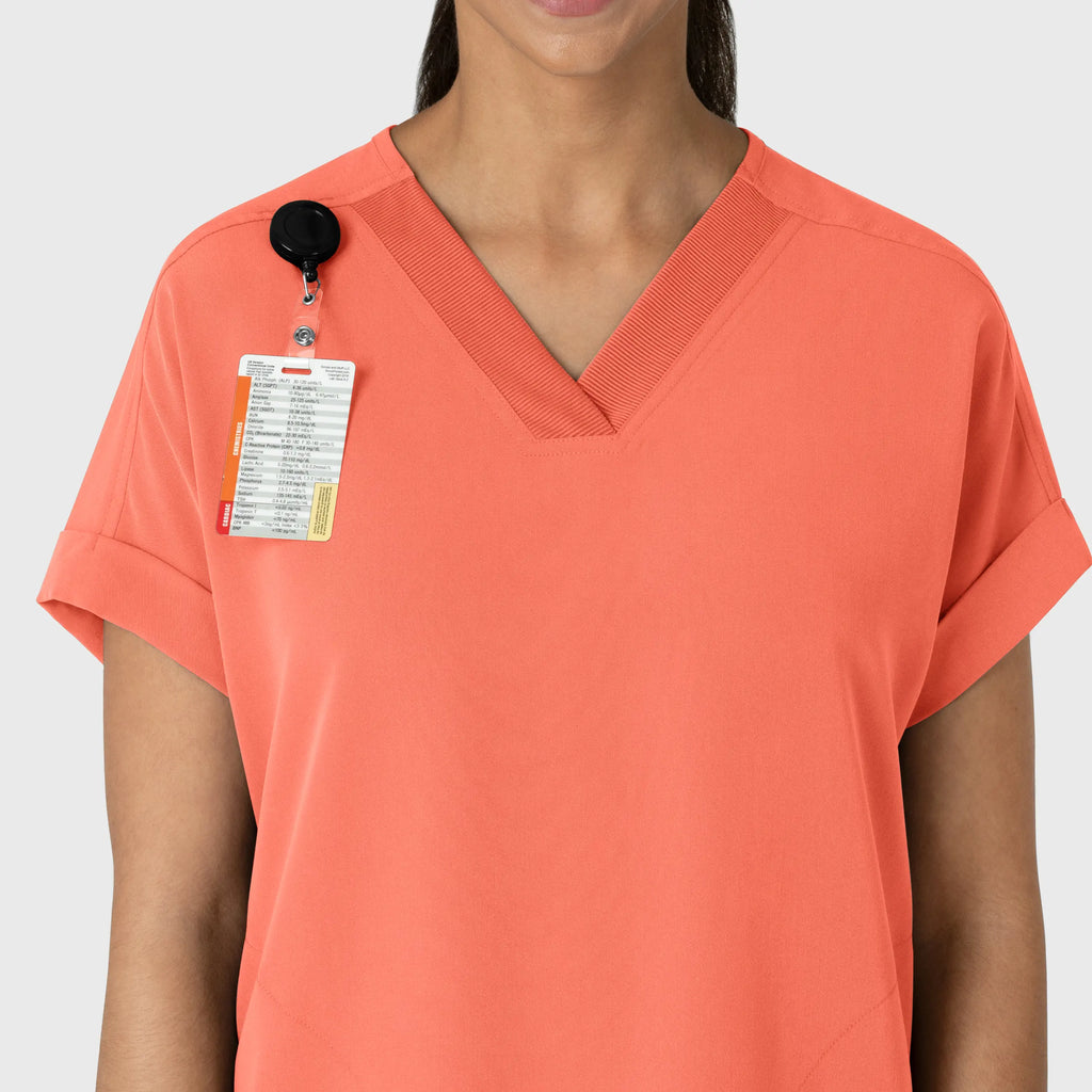 Wink Scrubs Women's Drop Shoulder Boxy Scrub Top Sugar Coral | scrub-supply.com