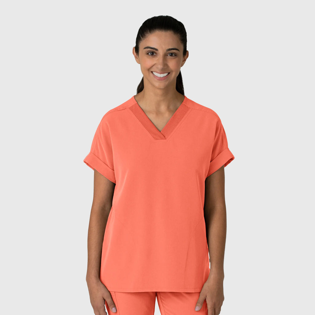 Wink Scrubs Women's Drop Shoulder Boxy Scrub Top Sugar Coral | scrub-supply.com