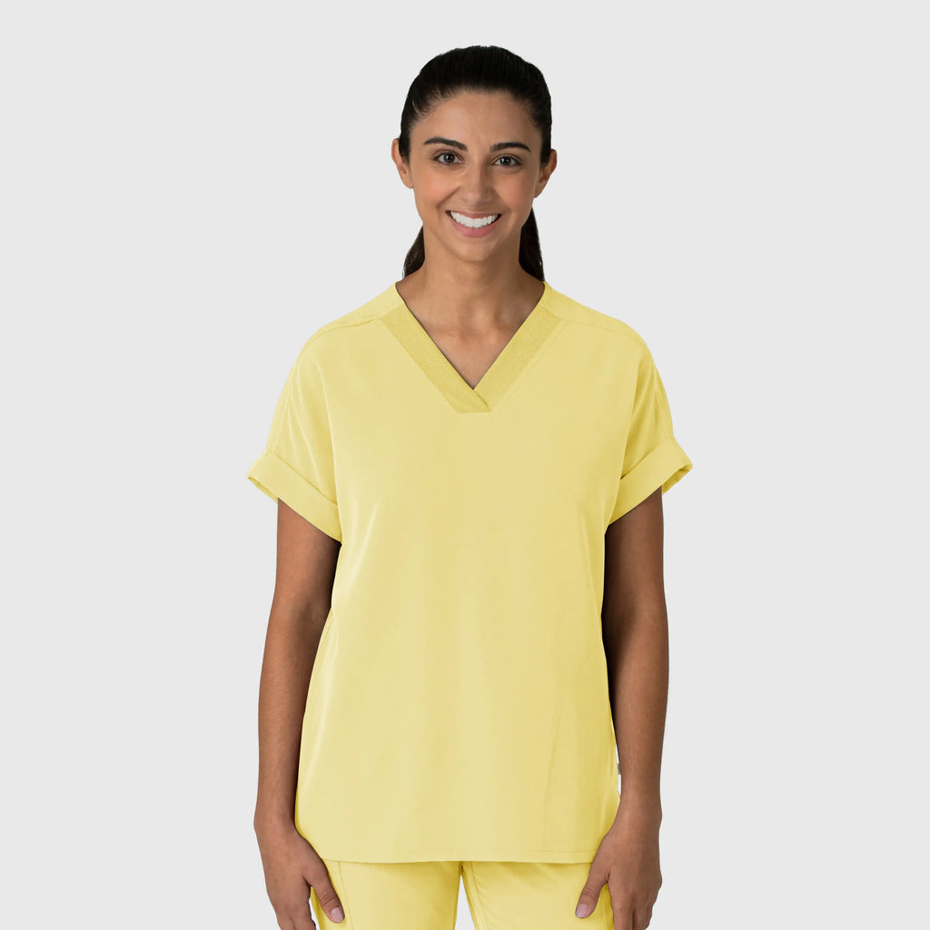 Wink Scrubs Women's Drop Shoulder Boxy Scrub Top Sunshine Yellow | scrub-supply.com