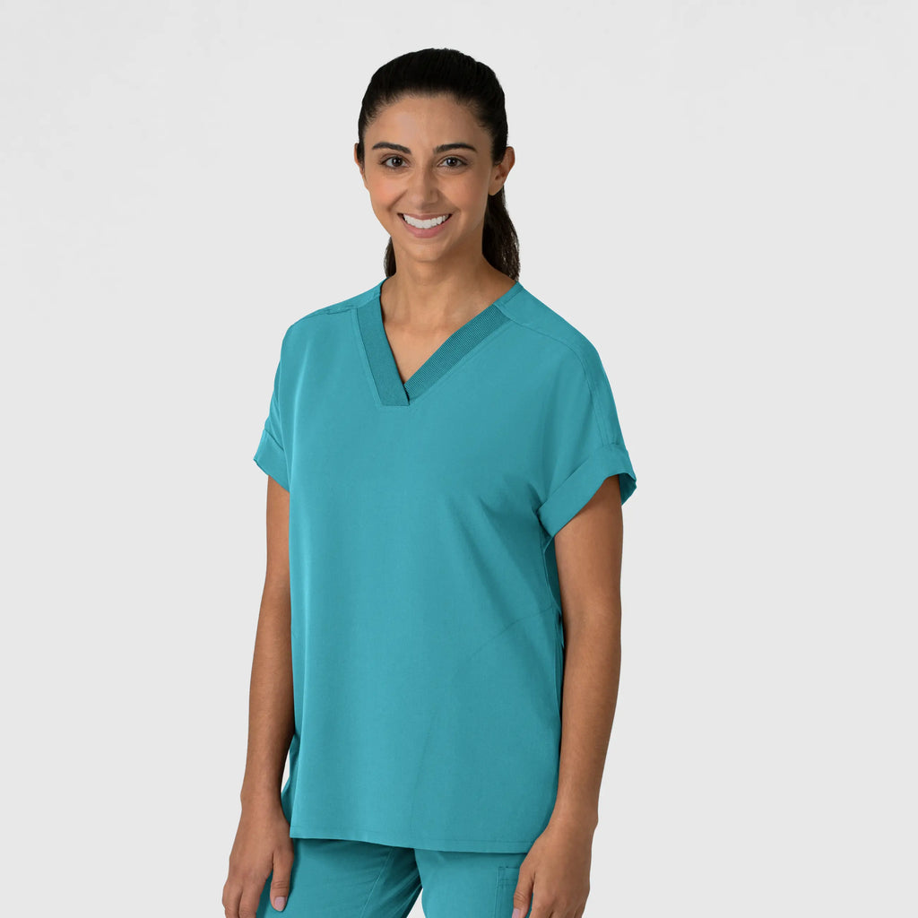 Wink Scrubs Women's Drop Shoulder Boxy Scrub Top Teal | scrub-supply.com