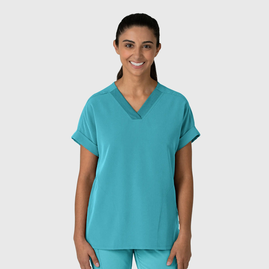 Wink Scrubs Women's Drop Shoulder Boxy Scrub Top Teal | scrub-supply.com