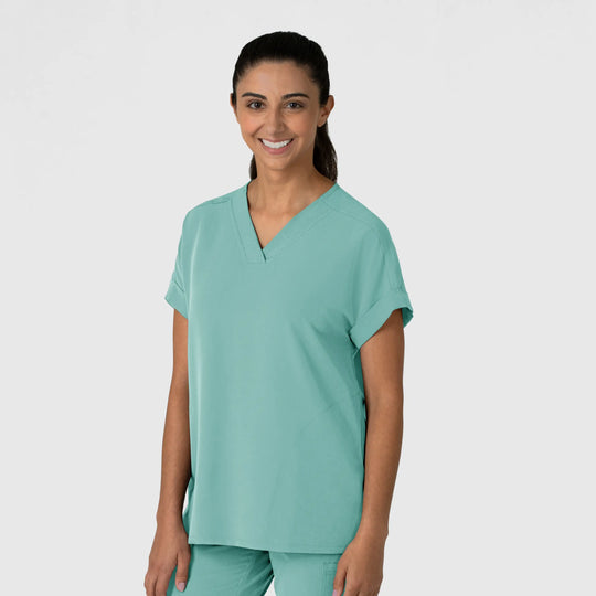 Wink Scrubs Women's Drop Shoulder Boxy Scrub Top Turquoise | scrub-supply.com