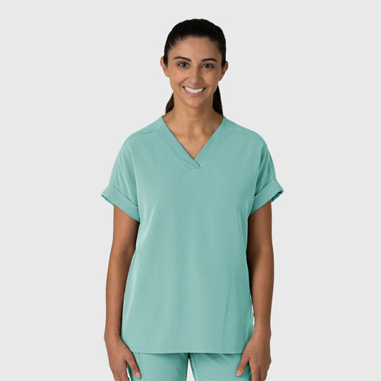 Wink Scrubs Women's Drop Shoulder Boxy Scrub Top Turquoise | scrub-supply.com
