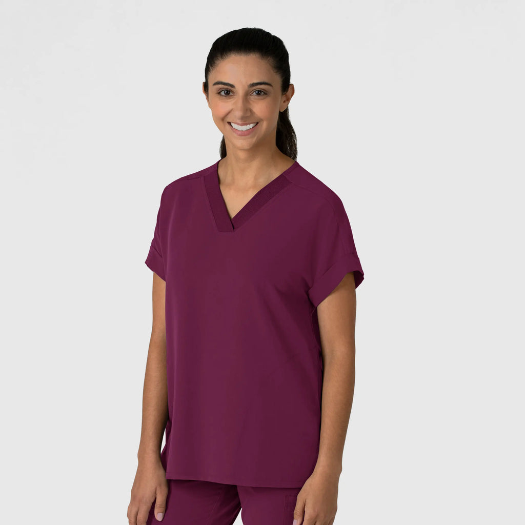 Wink Scrubs Women's Drop Shoulder Boxy Scrub Top Wine | scrub-supply.com