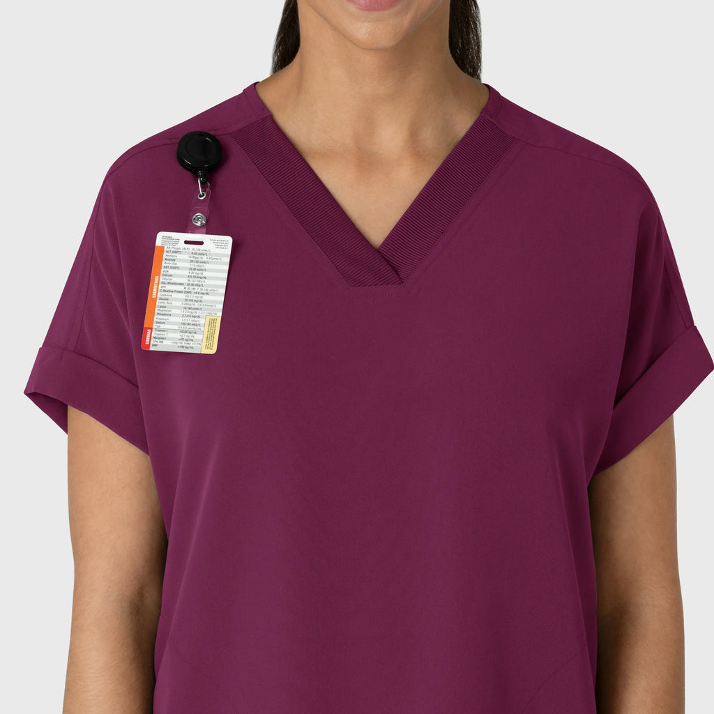 Wink Scrubs Women's Drop Shoulder Boxy Scrub Top Wine | scrub-supply.com