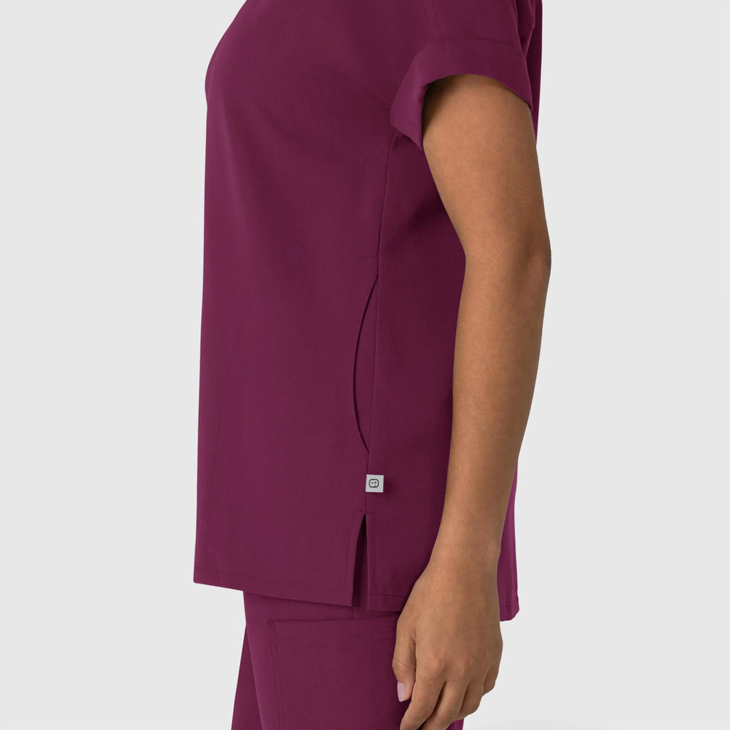 Wink Scrubs Women's Drop Shoulder Boxy Scrub Top Wine | scrub-supply.com