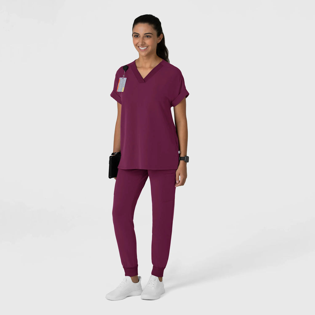 Wink Scrubs Women's Drop Shoulder Boxy Scrub Top Wine | scrub-supply.com