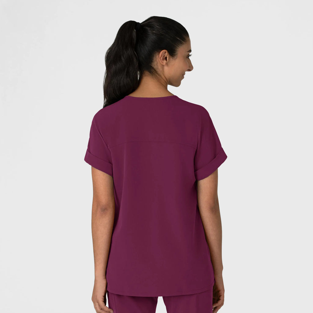 Wink Scrubs Women's Drop Shoulder Boxy Scrub Top Wine | scrub-supply.com