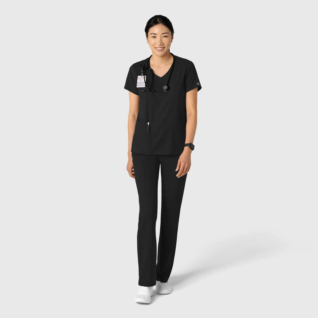 Wink Scrubs Women's 2-Pocket V-Neck Scrub Top Black | scrub-supply.com