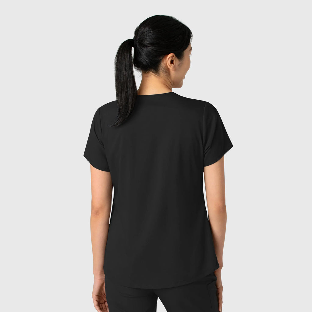 Wink Scrubs Women's 2-Pocket V-Neck Scrub Top Black | scrub-supply.com