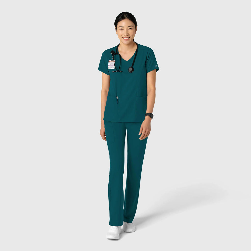 Wink Scrubs Women's 2-Pocket V-Neck Scrub Top Caribbean Blue | scrub-supply.com