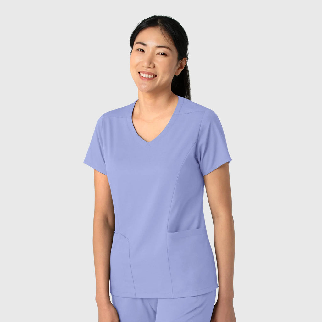 Wink Scrubs Women's 2-Pocket V-Neck Scrub Top Ceil Blue | scrub-supply.com