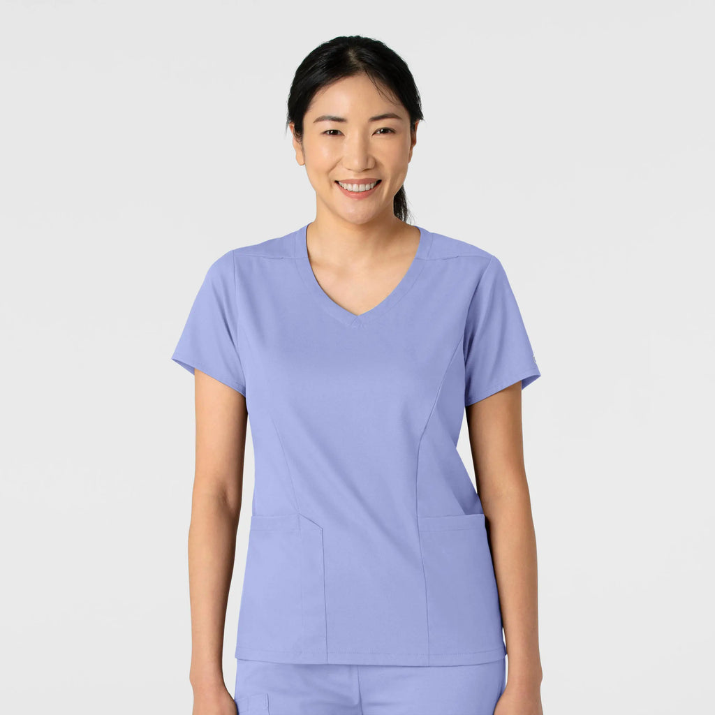 Wink Scrubs Women's 2-Pocket V-Neck Scrub Top Ceil Blue | scrub-supply.com