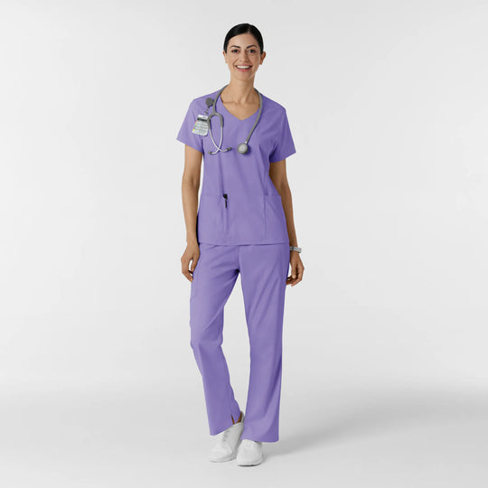 Wink Scrubs Women's 2-Pocket V-Neck Scrub Top Iris Purple | scrub-supply.com