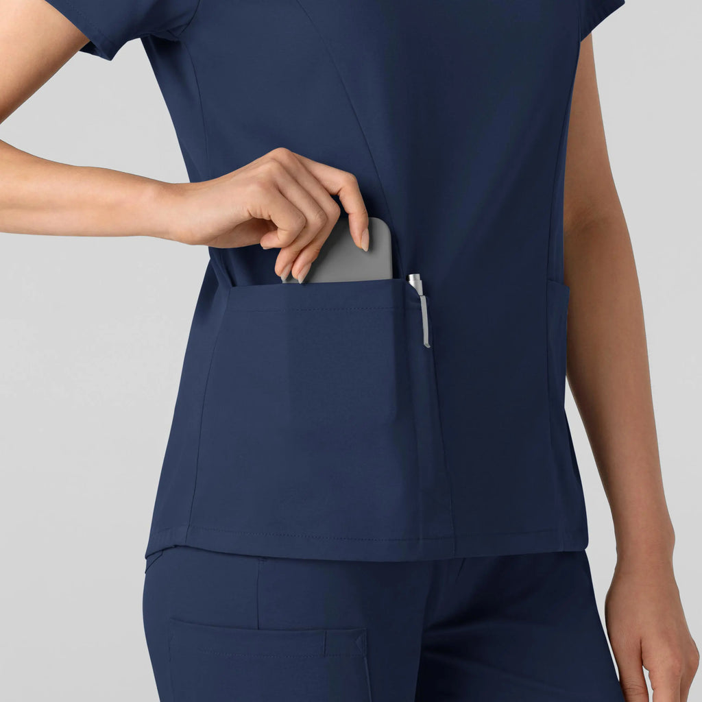 Wink Scrubs Women's 2-Pocket V-Neck Scrub Top Navy | scrub-supply.com