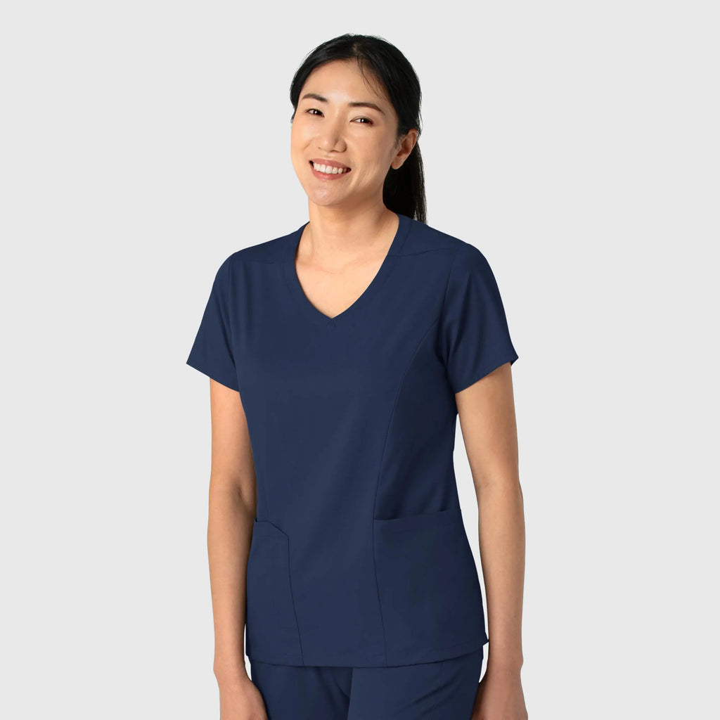 Wink Scrubs Women's 2-Pocket V-Neck Scrub Top Navy | scrub-supply.com