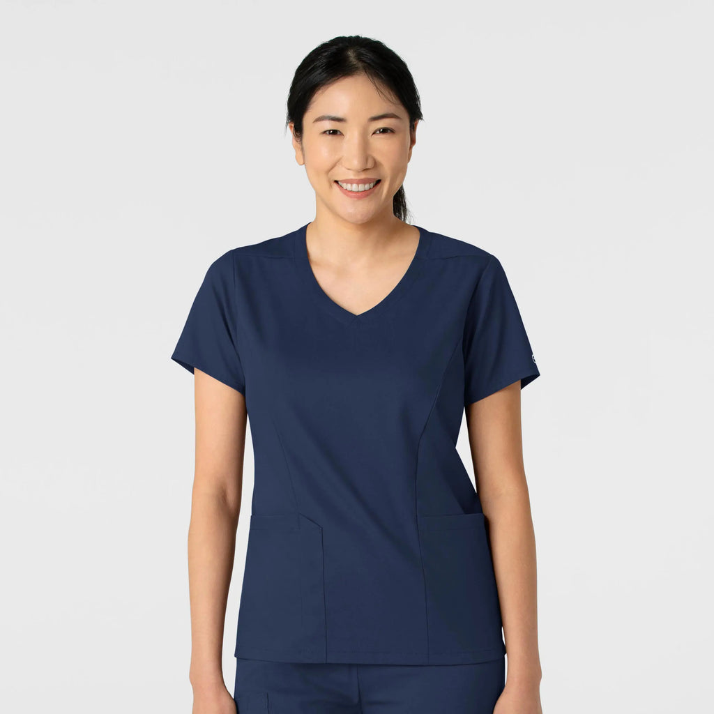 Wink Scrubs Women's 2-Pocket V-Neck Scrub Top Navy | scrub-supply.com