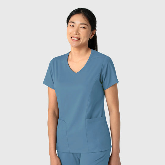 Wink Scrubs Women's 2-Pocket V-Neck Scrub Top Pacific Blue | scrub-supply.com