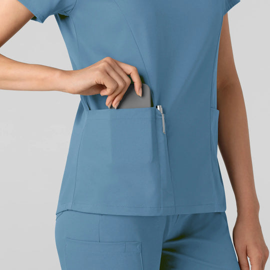 Wink Scrubs Women's 2-Pocket V-Neck Scrub Top Pacific Blue | scrub-supply.com
